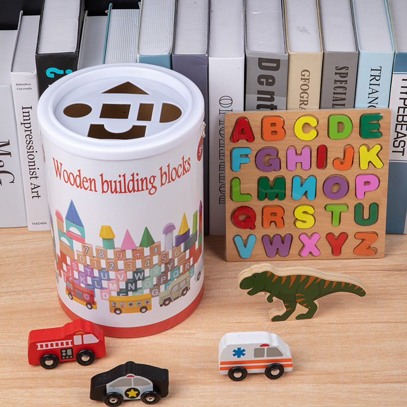 영어 퍼즐 + 가방에 100개의 빌딩 블록