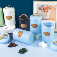 北歐家用廚房儲茶罐金屬復古風密封罐便攜茶葉砂糖儲存罐咖啡豆盒