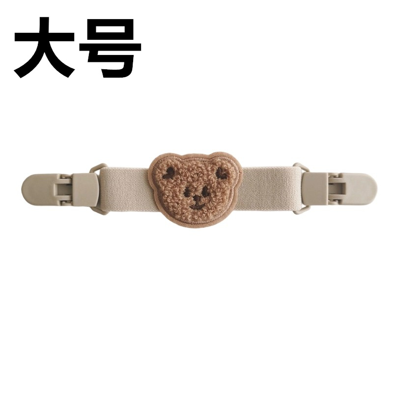 [대형] 살구색(스트랩 클립) [납작한(갈색 커피색) 곡선 입 따뜻한 곰]