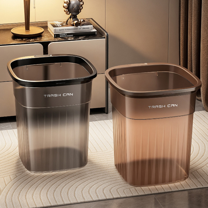 Large Household Trash Can with High Capacity, Advanced Pressure Ring, Lidless, High Aesthetic Value for Bathroom, Kitchen, and Living Room