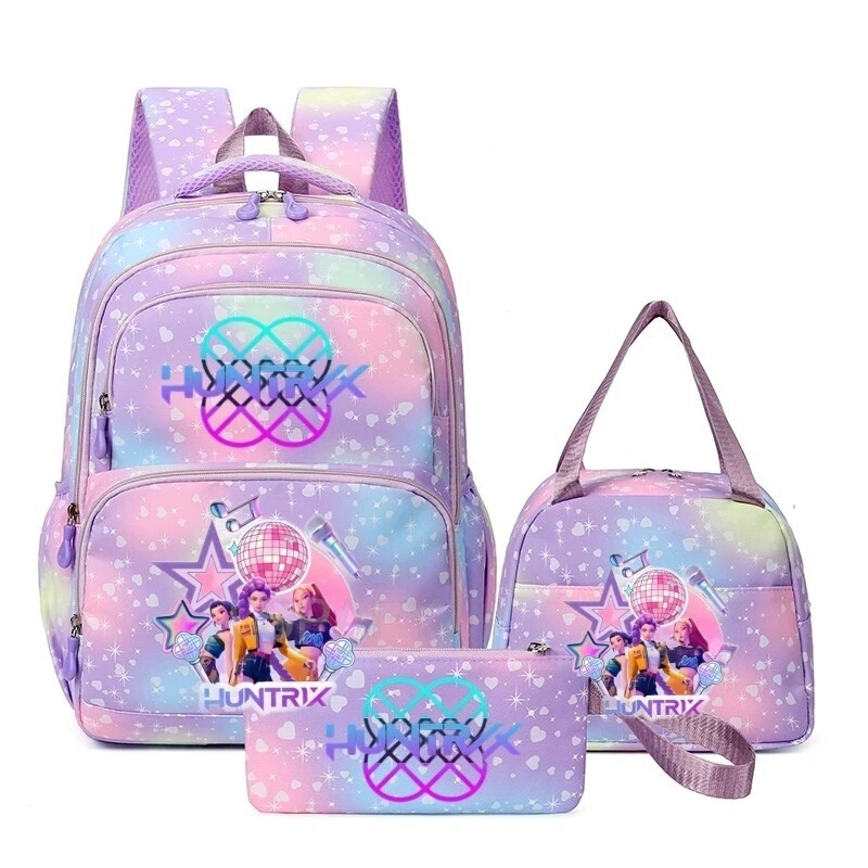 Cross-Border New Kpop Girl Group Three-Piece Set: Pencil Case, Lunch Bag, School Bag, Large Capacity Backpack for Girls