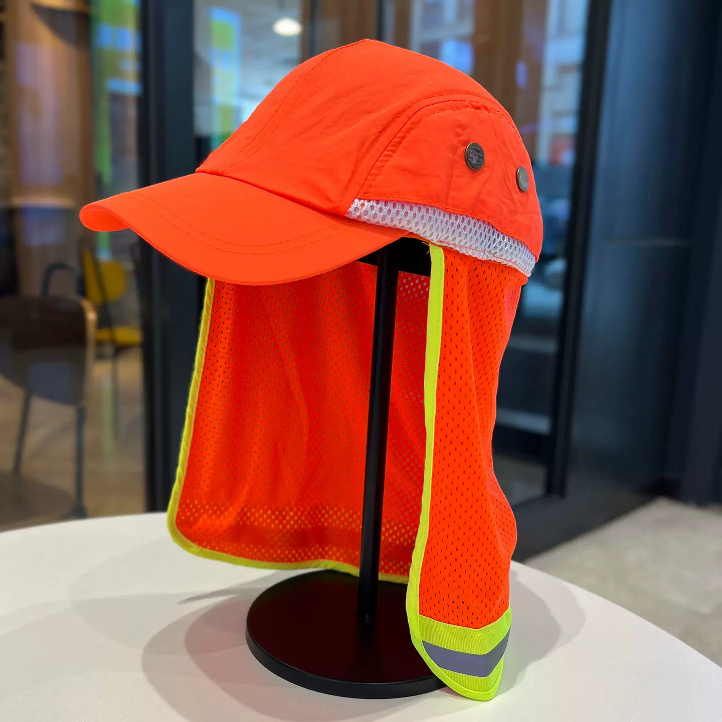 清洁环卫工荧光网眼透气渔夫帽反光帽户外工装劳保洁工防晒遮阳帽