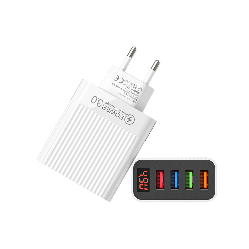 Smart digital display 4usb multi-port charger 5v2.4a power adapter for Apple Android mobile phone charging head