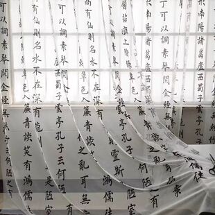 Yu Meiren Chinese calligraphy text retro style Zen wedding decoration props study tea house new Chinese style window screen curtain