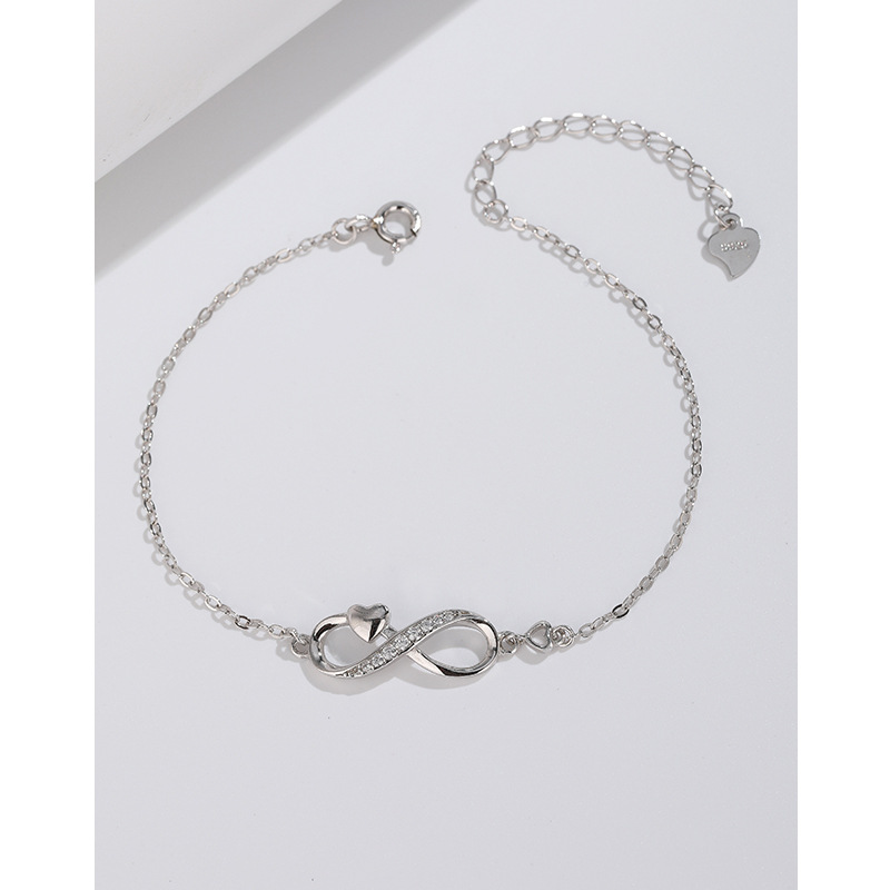 925 plata esterlina amor infinito 8-palabra pulsera femenina luz lujo japonés y coreano nicho diseño amor Cruz estudiante novias mano joyería