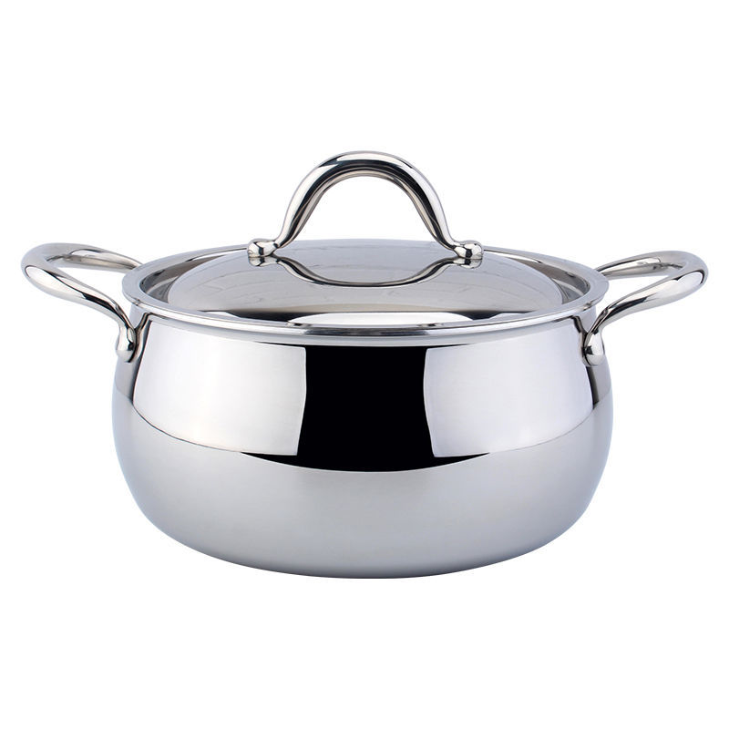 Chockmen Zhuo Deming 18 / 10 tambor de acero inoxidable de doble oreja caldera de acero cubierta sin recubrimiento guisado de fideos de cocción de sopa