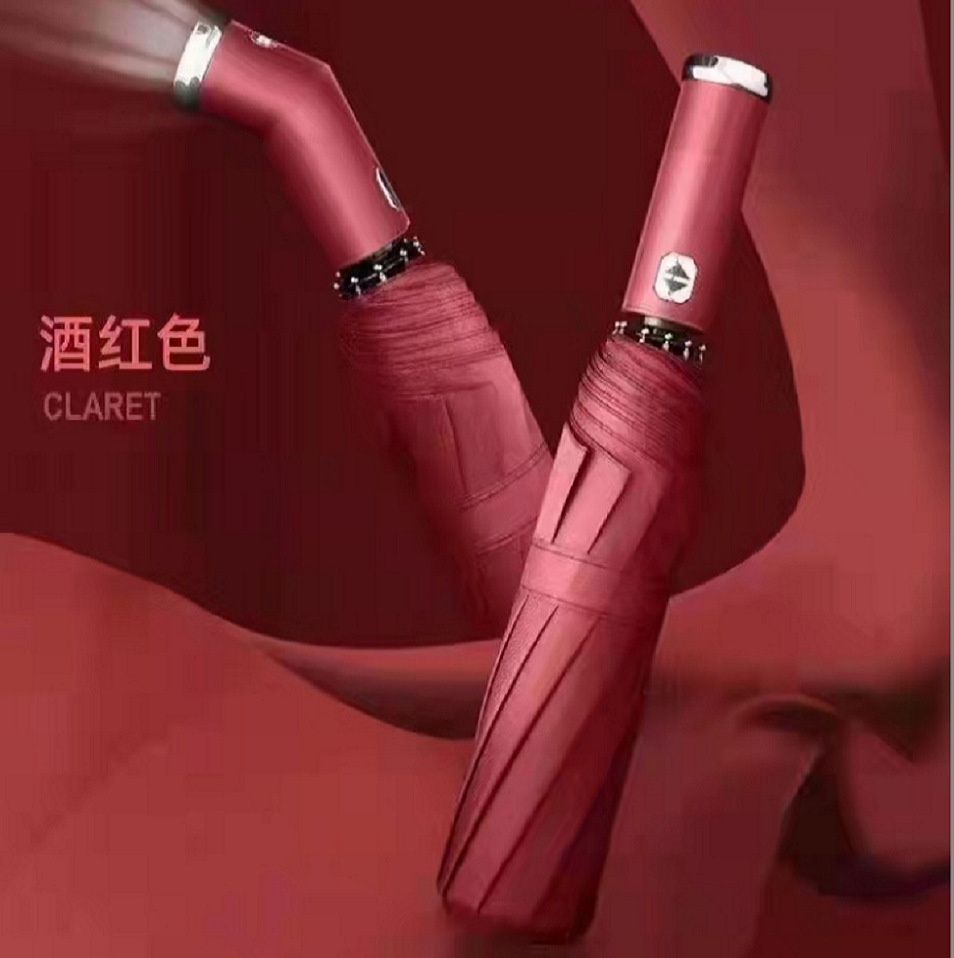 완전 자동 70% off 우산 회전식 LED 손전등 우산 비즈니스 방풍 접는 우산 써니 우산 선물