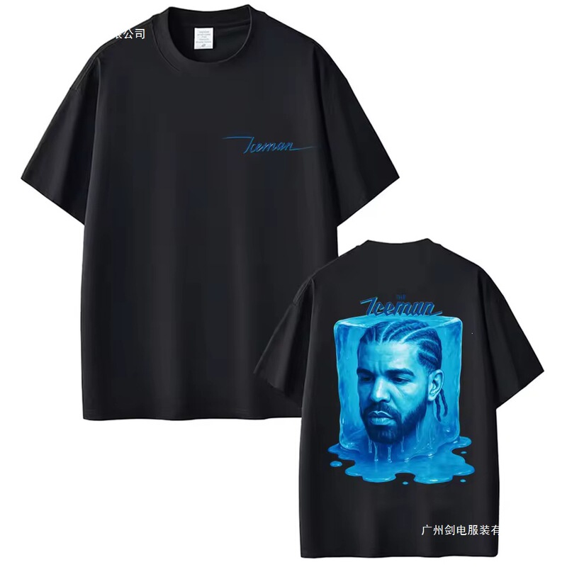Rapper Drake Ice Man Album Graphic T-Shirt Blue Ice Man Hip Hop Unisex T-Shirt Oversized Summer T-Shirt