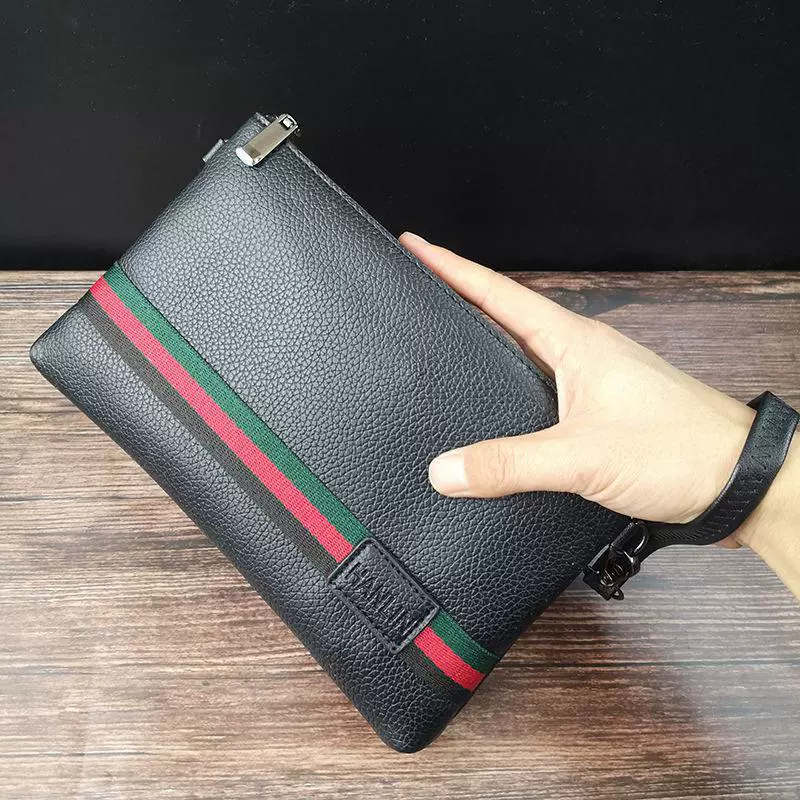 Hand loop bag, capacious wallet, men's shoulder bag, genuine leather, internet celebrity