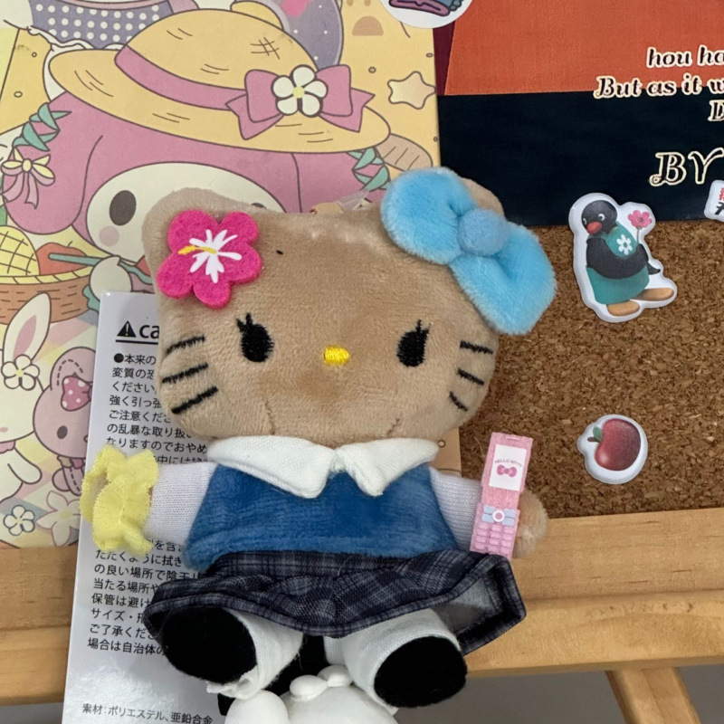黑色草帽kitty帽宝宝挂件爱心扣公仔玩偶可爱赫本风挂饰钥匙扣|undefined