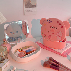 ins style dressing table mirror folding makeup mirror with storage box female student dormitory desktop desktop home small