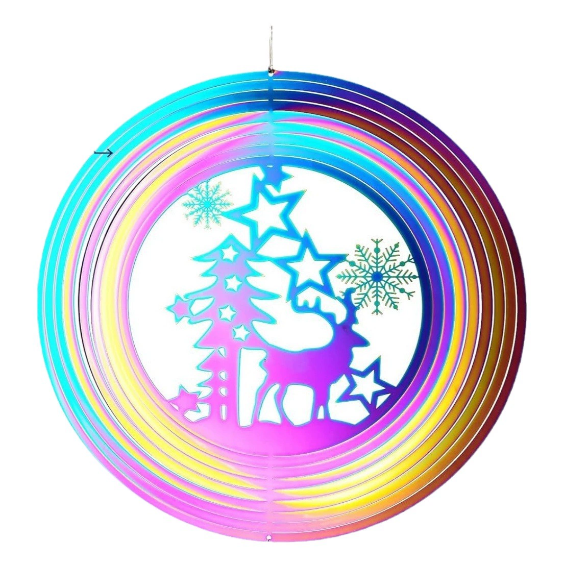 Металл 12-дюймовый Колибри Любовь Сердце Сова Рождественский Олень 3D бабочка Мандала колокольчики ветер поворот Двор украшение сада