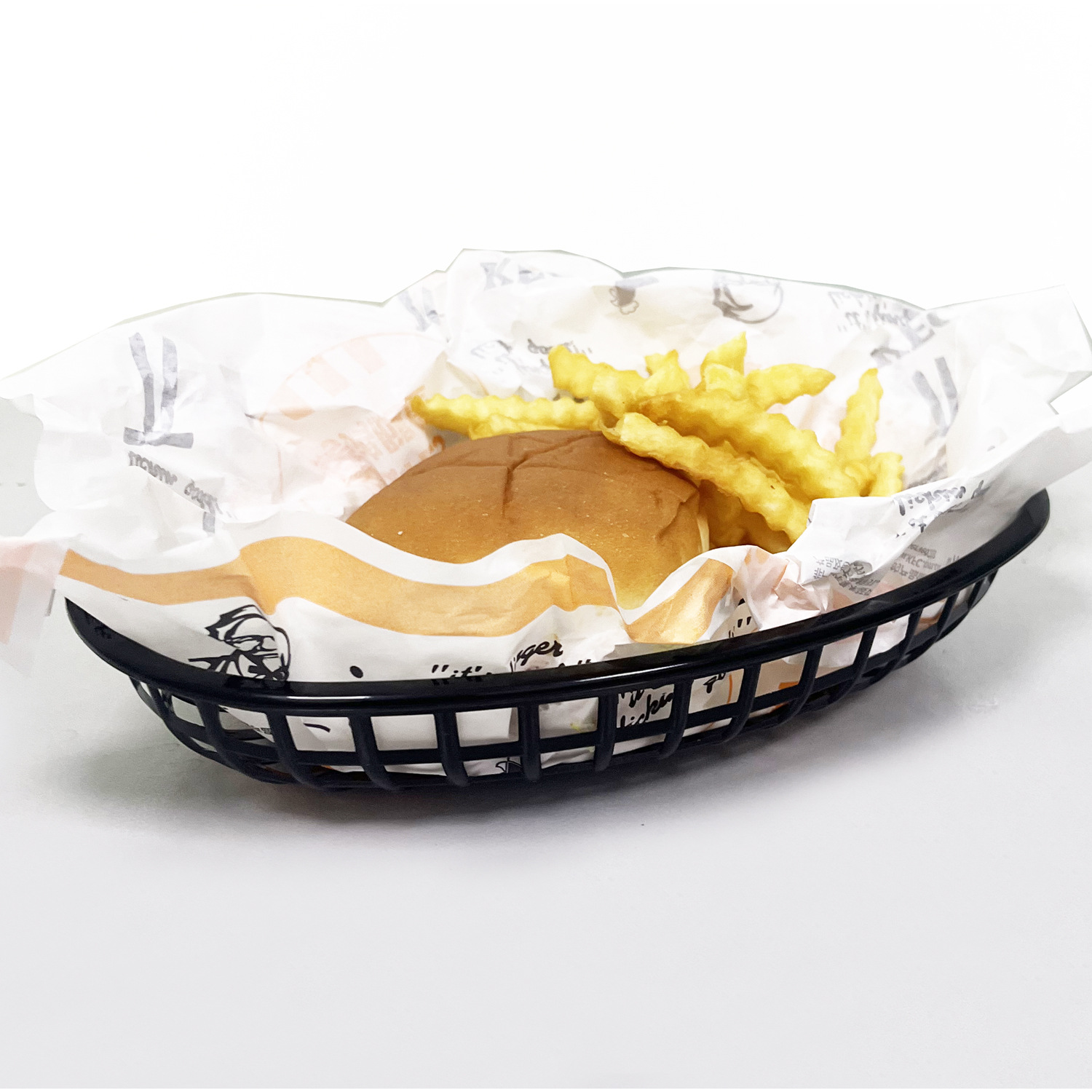 Cesta de pollo frito y patatas fritas, cesta de hamburguesas, merienda de té de la tarde, cesta de plástico ovalada, cesta de comida para fiestas, recortada