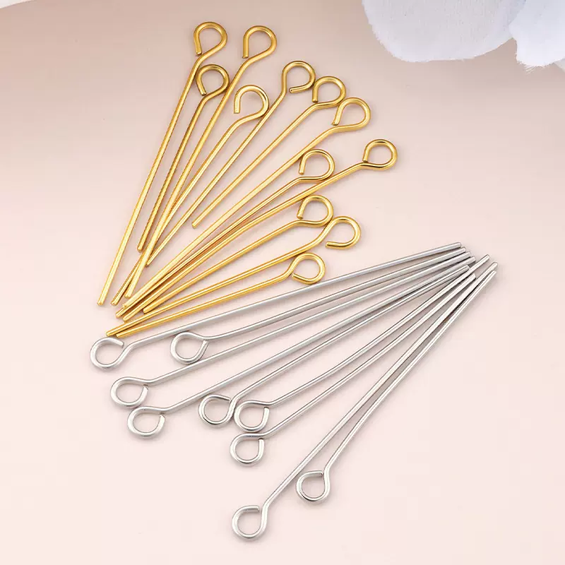 真空电镀金色9字针不锈钢DIY饰品配件 串珠针耳饰手工基础材料件