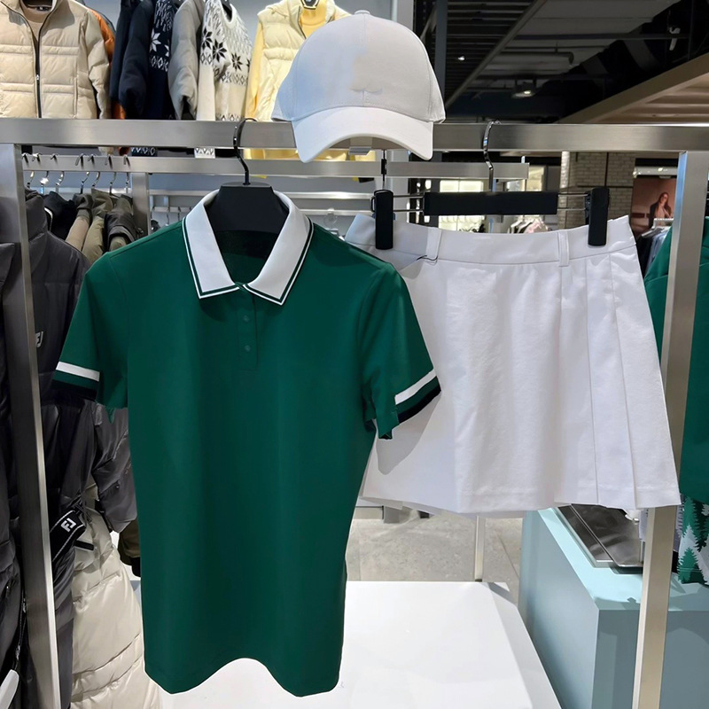New Summer Golf Women's Short-sleeved Contrast Lapel Polo Shirt Fashion High-end Quick-drying Sports Jersey