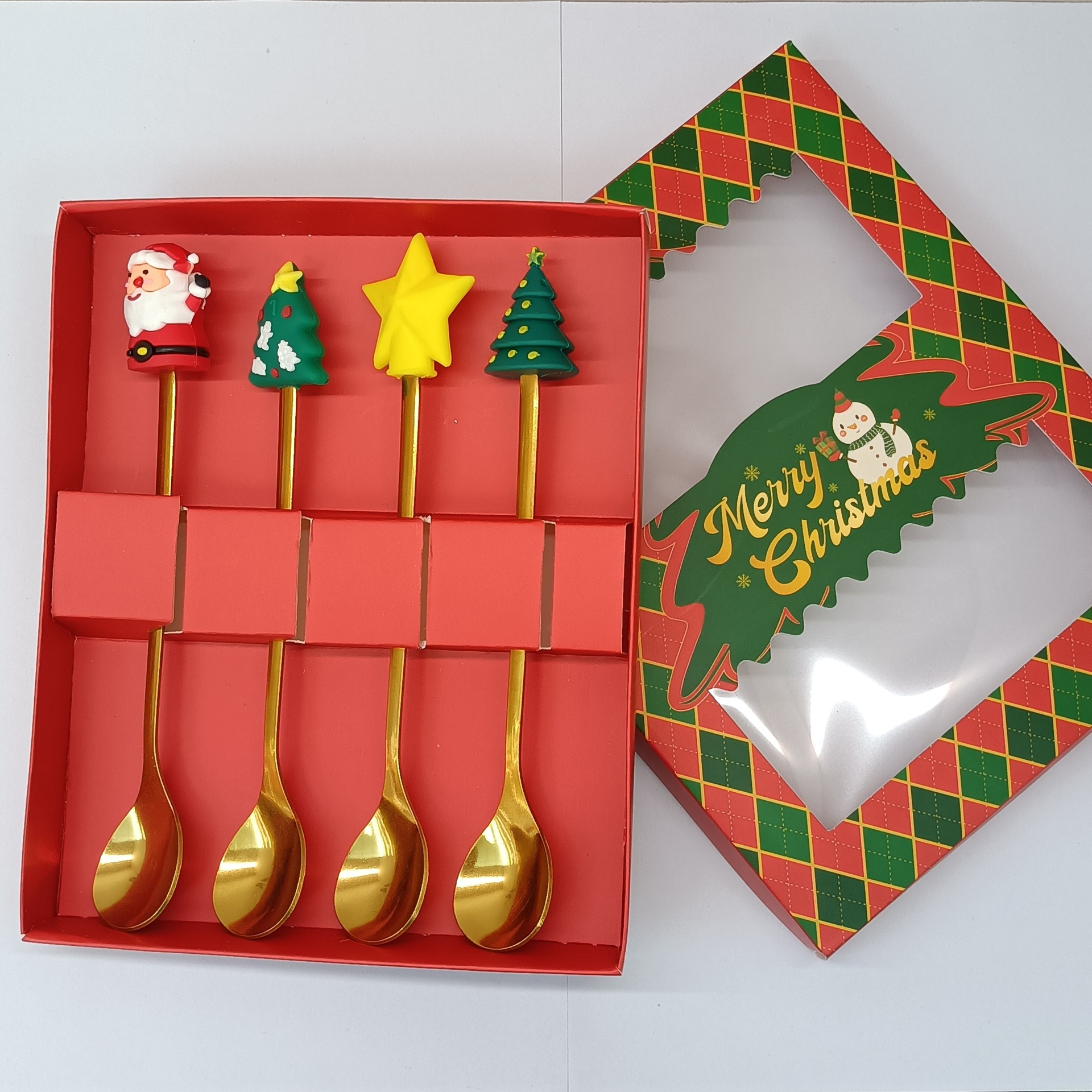 Cuchara transfronteriza de acero inoxidable Santa Claus árbol cuchara de café postre tenedor de fruta muñeca cuchara tenedor vajilla juego de regalo image 14