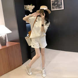 网红休闲白色运动套装女2026新款爆款洋气减龄宽松休闲短裤套装潮