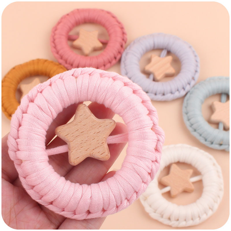 Nuevo bebé suministros de dibujos animados estrella mordedor hecho a mano algodón tejido sonajero juguete agarre ejercicio bebé
