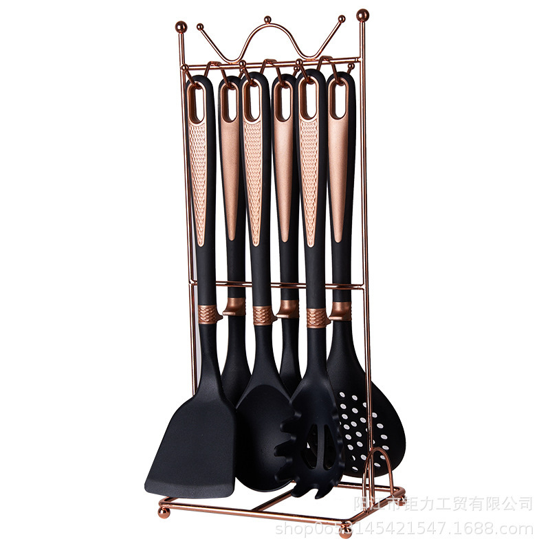 Spot sartén antiadherente, espátula, cuchara de silicona, colador, cerca, cocina, pala, cuchara, juego de utensilios de cocina de silicona con rejilla