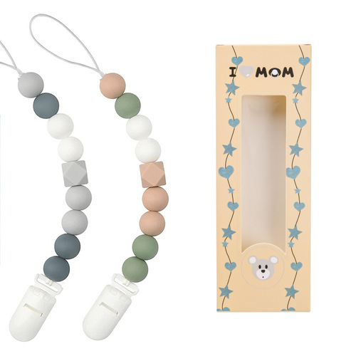 Baby silicone pacifier chain food-grade chewable pacifier anti-drop chain baby soothing molar teether pacifier chain