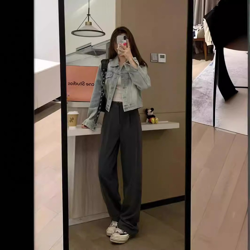 Veee Vintage San Francisco Slim Look Light Blue American Denim Jacket Short Small Casual Loose Top Women