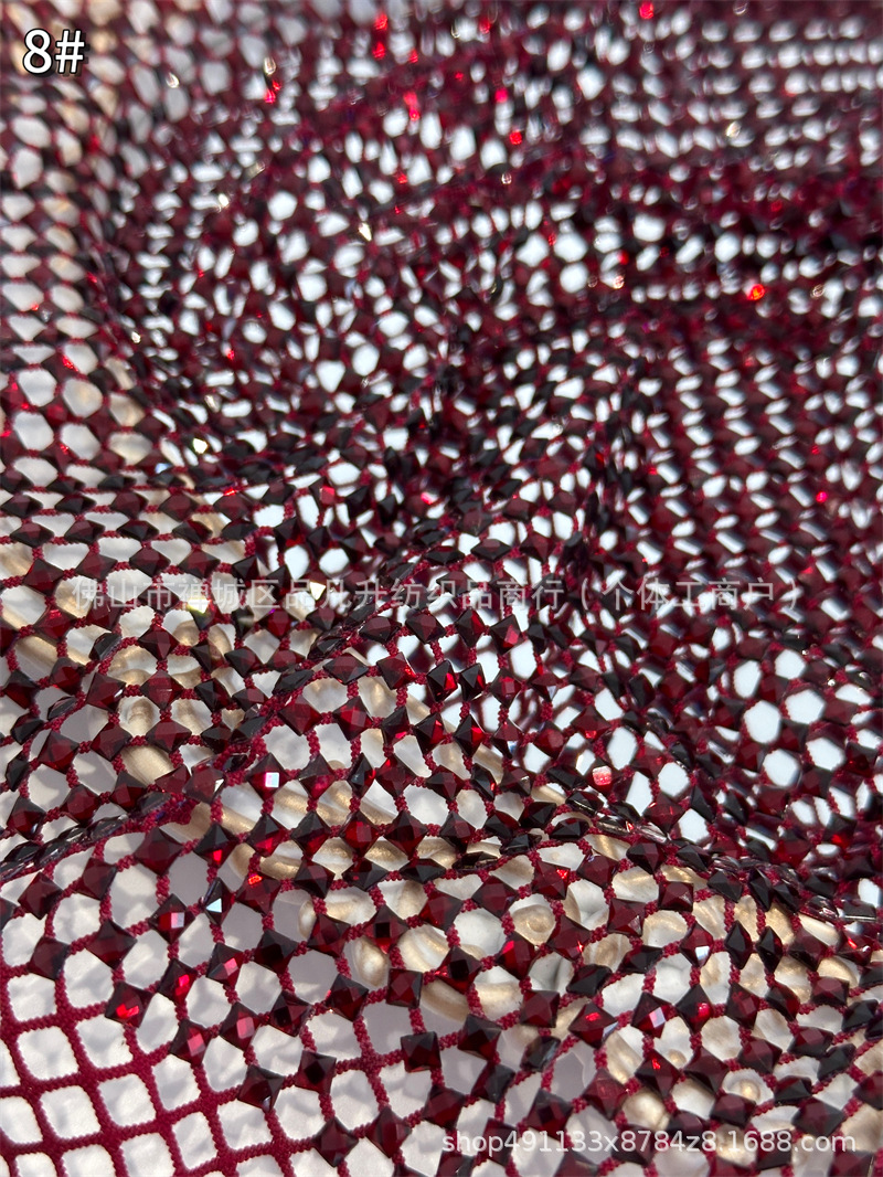 Fabricantes de venta al por mayor tortuga de vidrio caliente taladro tela de malla elástica cena de fiesta espectáculo de escenario tela de vestido