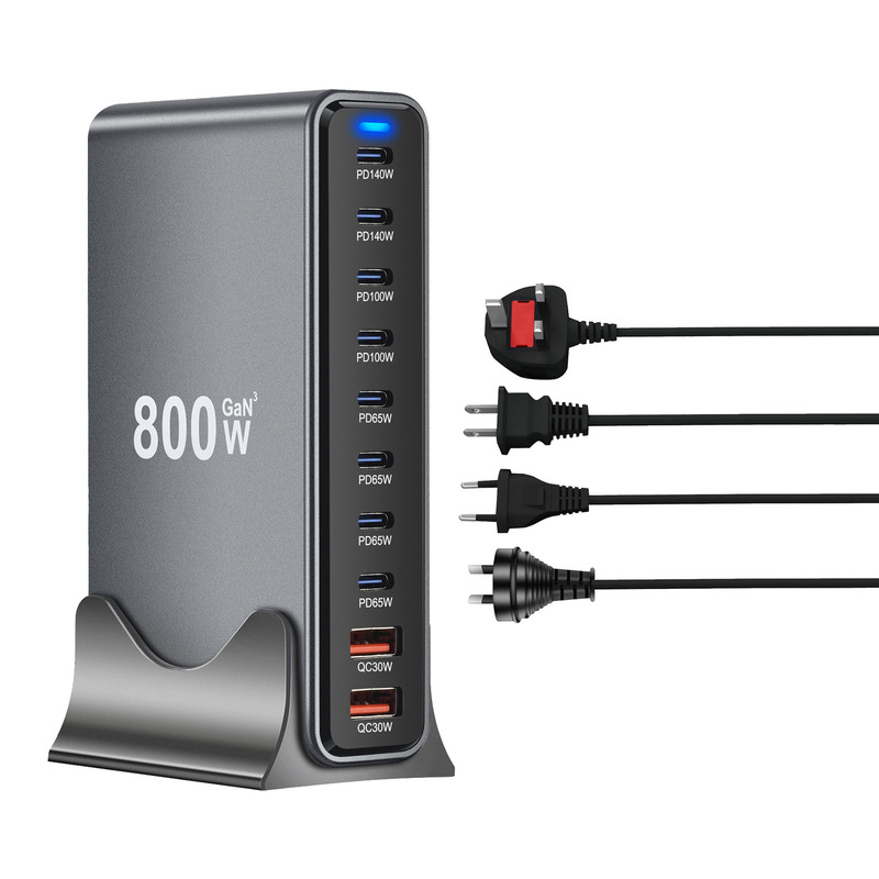 800W窒化ガリウム携帯電話充電器マルチポートTYPE C高速充電フラッシュ充電PD140Wハイパワーデスクトップ充電ステーション|undefined