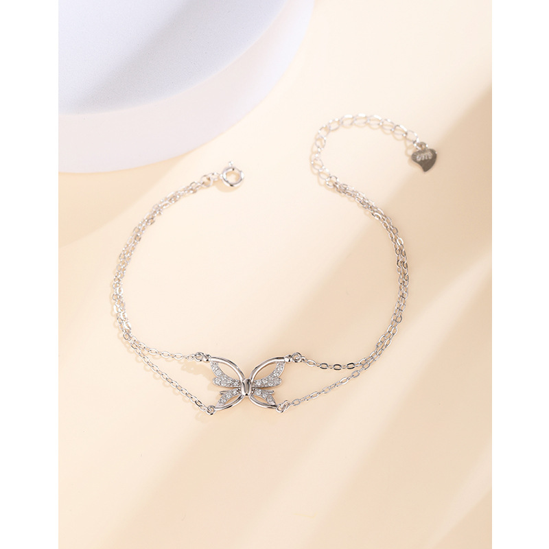 925 plata esterlina arco pulsera de doble capa de las mujeres diseño sentido nicho luz lujo 2023 nuevo pulsera novias regalo