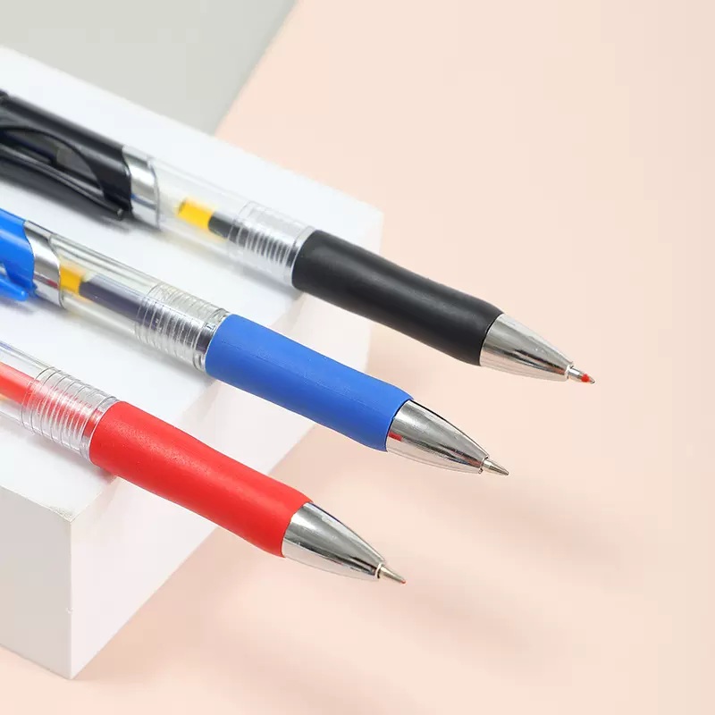 厂家直销k35按动中性笔大容量按动笔碳素笔办公学习用品批发