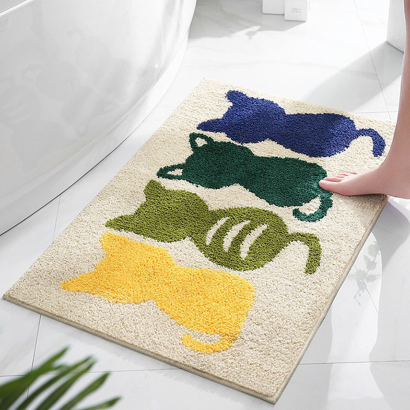 Simple Cartoon Bathroom Bathroom Door Mat Water Absorbent Non-Slip Floor Mat Carpet Home Kitchen Bedroom Door Mat
