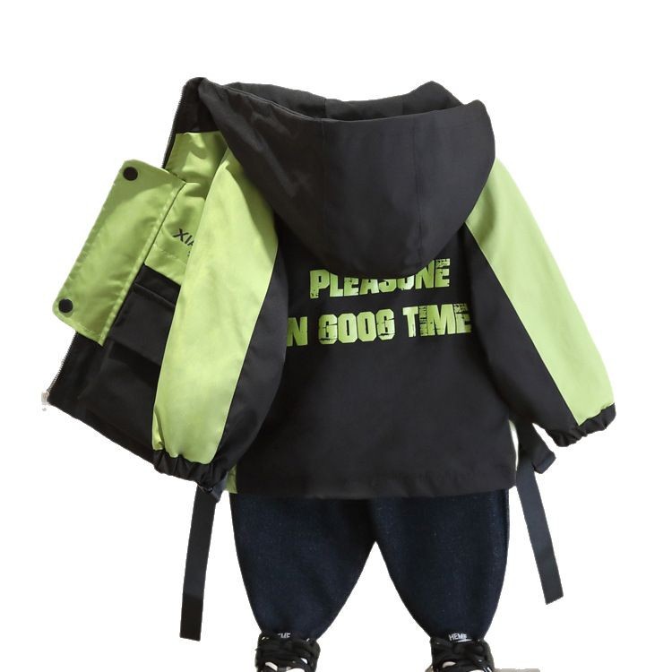 7569 cortavientos de correas a juego de colores para niños 2025 primavera nueva chaqueta casual para niños pequeños y medianos comercio exterior para niños