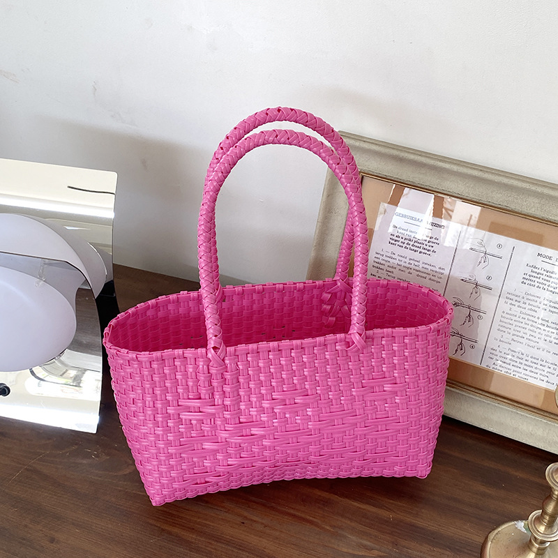 Women's Medium PVC Solid Color Classic Style Open Handbag display picture 6