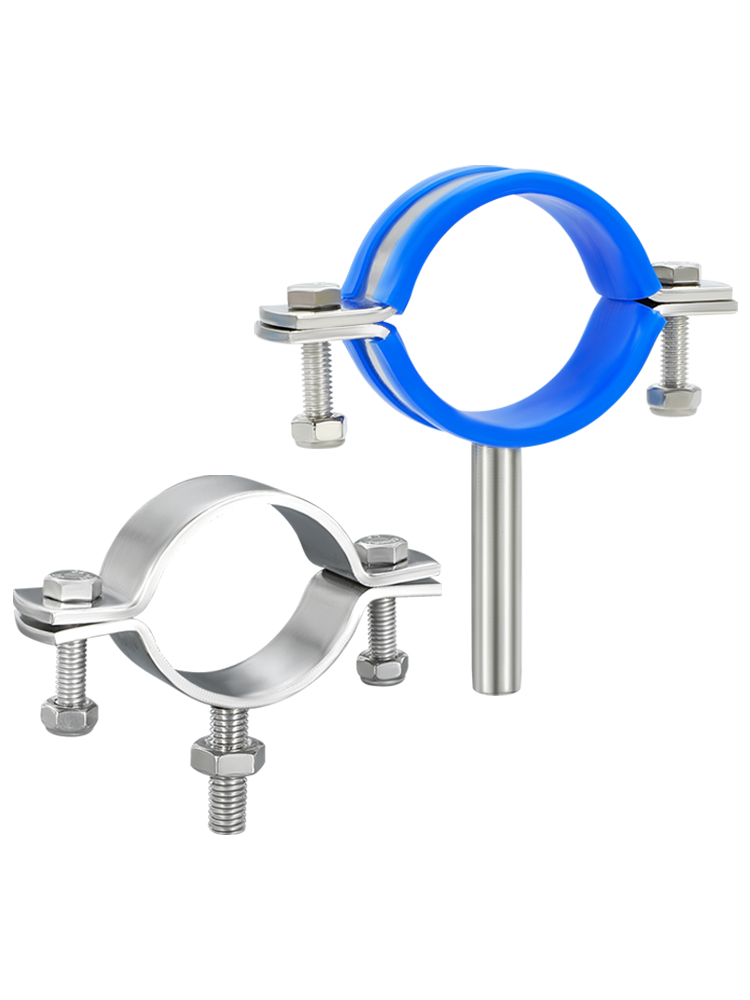 Soporte de tubo plano de mango redondo sólido grueso, placa plana de acero inoxidable 304 con abrazadera de tubo de tornillo, abrazadera, abrazadera