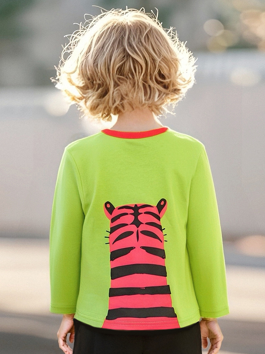 Little maven camiseta de niño de estilo europeo y americano otoño de dibujos animados top de bebé de manga larga camiseta de algodón para niños al por mayor