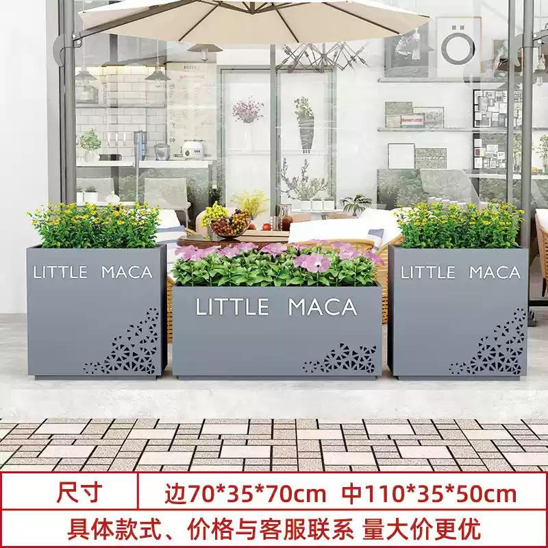 Caja de flores de balcón combinación de maceta de acero inoxidable terraza caja de plantación de tarjetas de escalones barandilla diseño gratuito caja de flores exclusiva