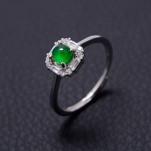 Jin Yutang Silver Set Emerald Square Egg Face Ring