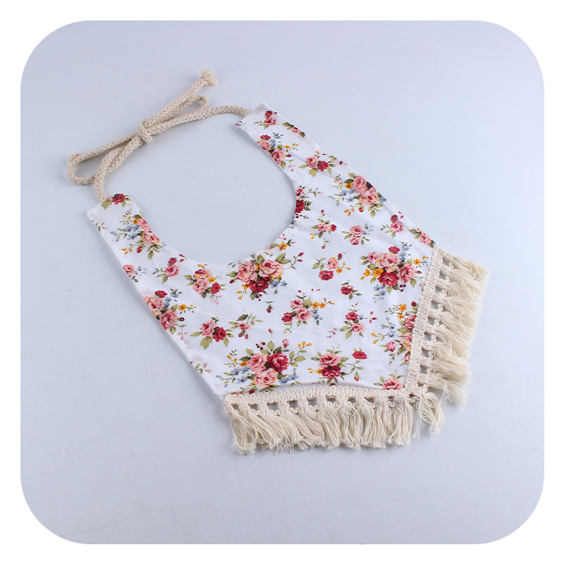 Impreso Flamingo vintage borla bebé babero algodón doble capa Correa recién nacido babero