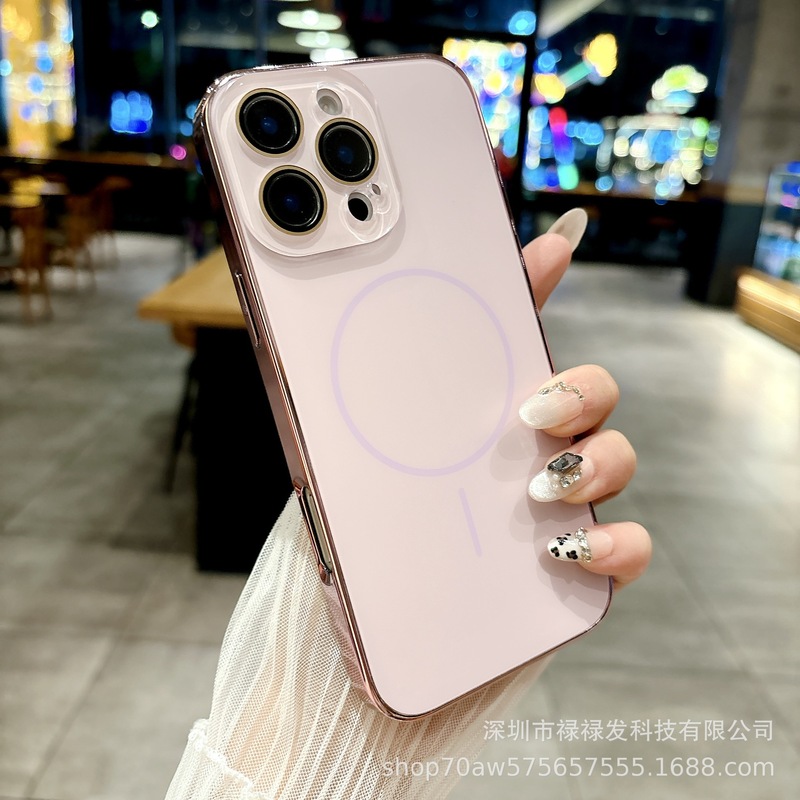 細い磁気吸引リングはリンゴ16promaxag電気めっきのつや消しの携帯の箱のiPhone15の全カバーの保護カバーを適用します。|undefined
