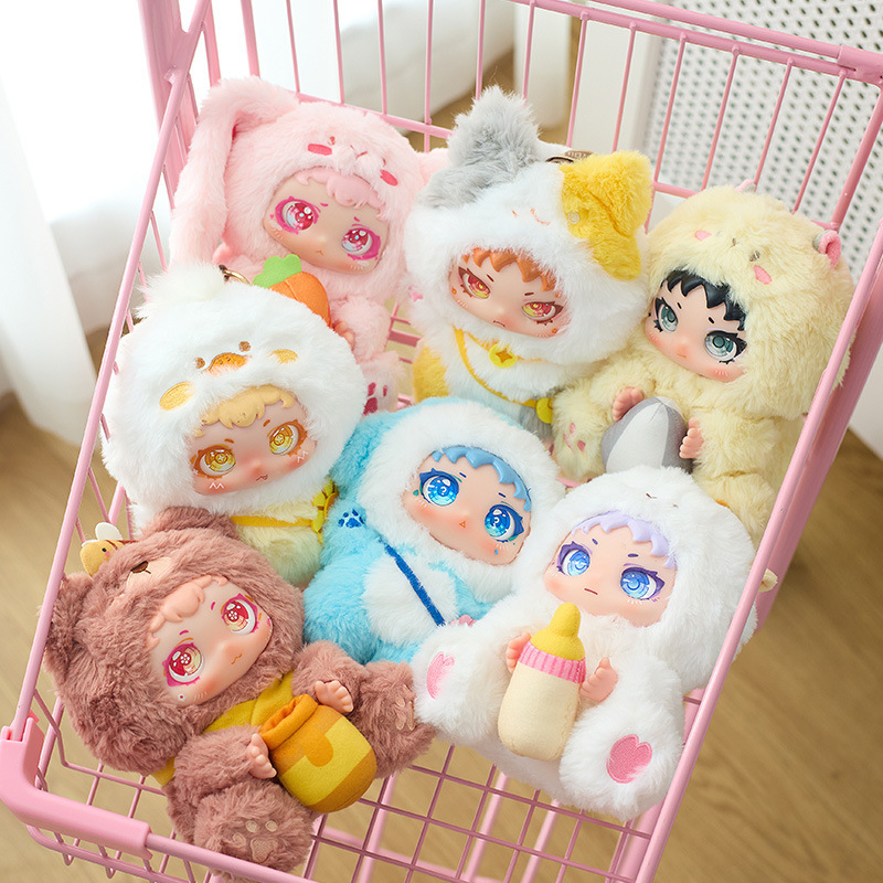 Nuevos tres pequeños cabellos (Samuel) mini colgantes de animales de peluche caja ciega juguetes QMoll muñecas adornos