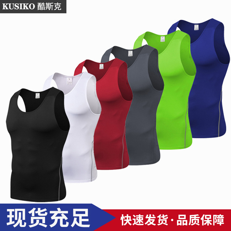 跨境夏运动pro速干上衣跑步训练服背心篮球足球紧身无袖弹力健身