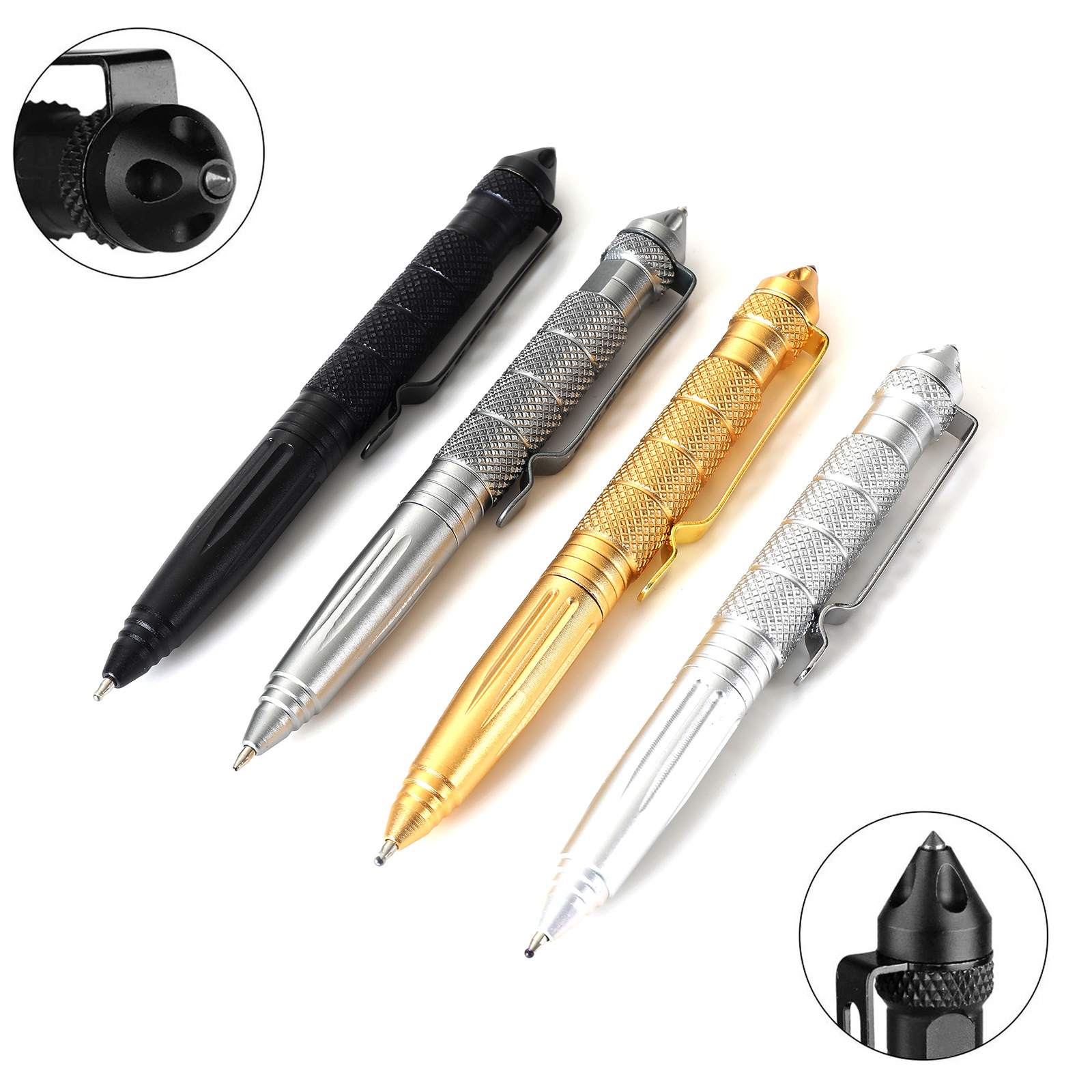 Pen de defensa táctica de cabeza de acero de tungsteno B2 de autodefensa al aire libre Pen de guerra multifuncional EDC Juego de ventanas rotas al aire libre Herramientas de supervivencia