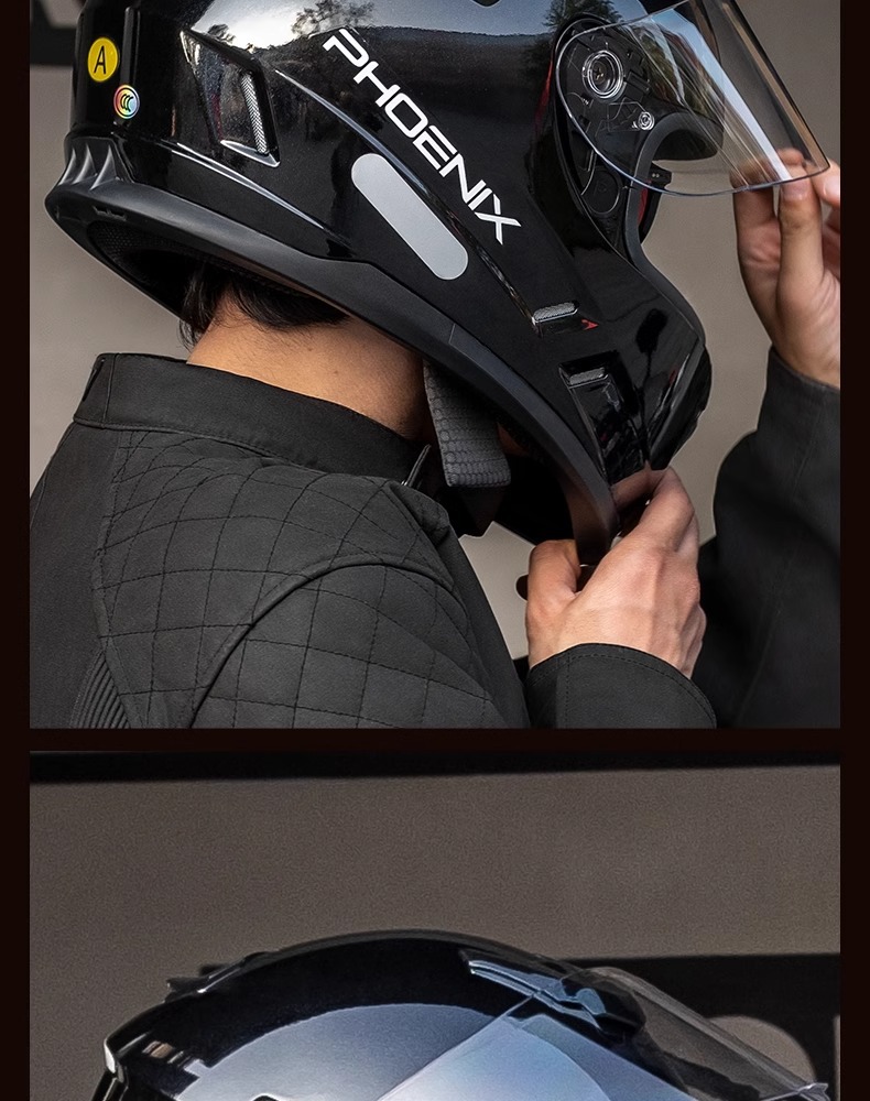 Phoenix 3C Certified Electric Vehicle Helmet for Men and Women, Autumn and Winter Warm Safety Helmet, Motorcycle Winter Large Size Full-Face Helmet