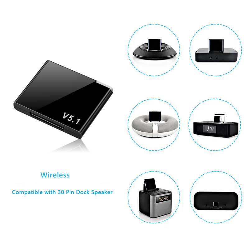 Nuevo 5,1 versión 30Pin Bluetooth audio receptor altavoz I-WAVE Bluetooth adaptador Bluetooth receptor