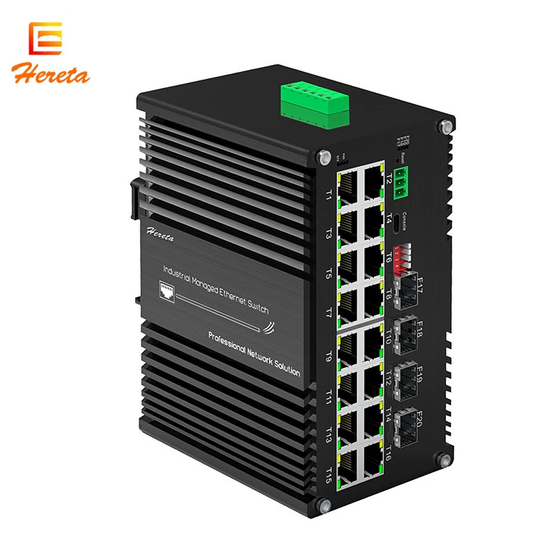 Industrial-grade layer 2 managed 4-optical 16-electrical Ethernet PoE switch ring network WEB management sfp transceiver