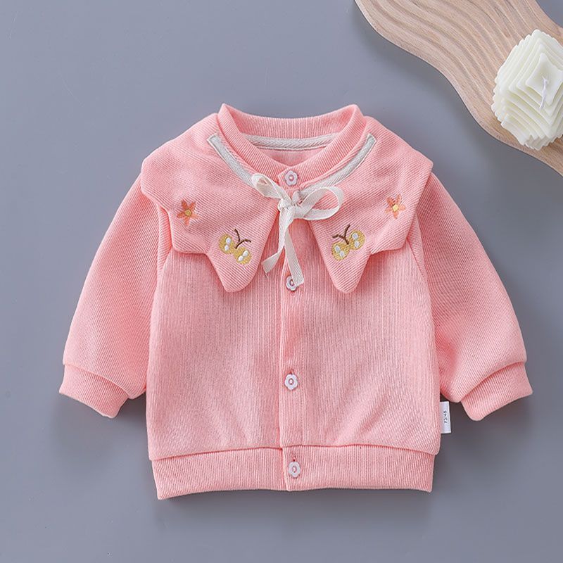 Chaqueta de bebé modelos de primavera y otoño primavera para niñas 2024 nuevo estilo top de estilo occidental para bebés cárdigan de otoño para niños estilo occidental