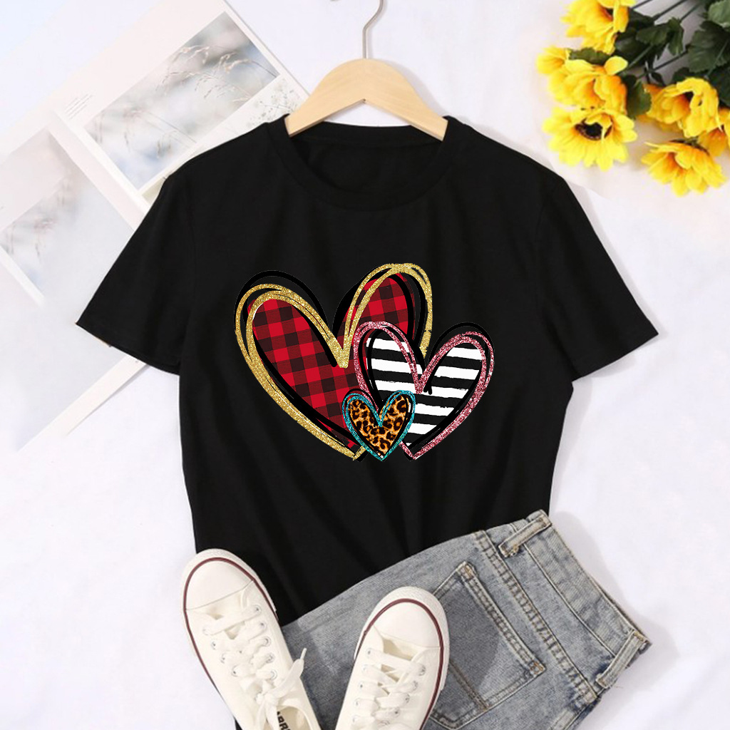 Unisex T-shirt Short Sleeve T-shirts Streetwear Heart Shape display picture 3