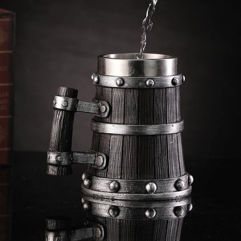 Творческая личность деревянная бочка пивной кружка из нержавеющей стали большой емкости бар стакан воды имитация ретро кружка пива кружка