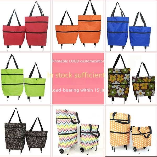 Portable Shopping Wheel Bag Tow Wheel Bag Telescopic Roller Bag Supermarket Shopping Bag Shopping Cart Foldable Backable Bag
