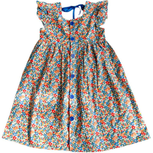 Girls' skirt single-breasted floral flying sleeve dress princess skirt 24 summer clothes new foreign trade children's clothing dropshipping