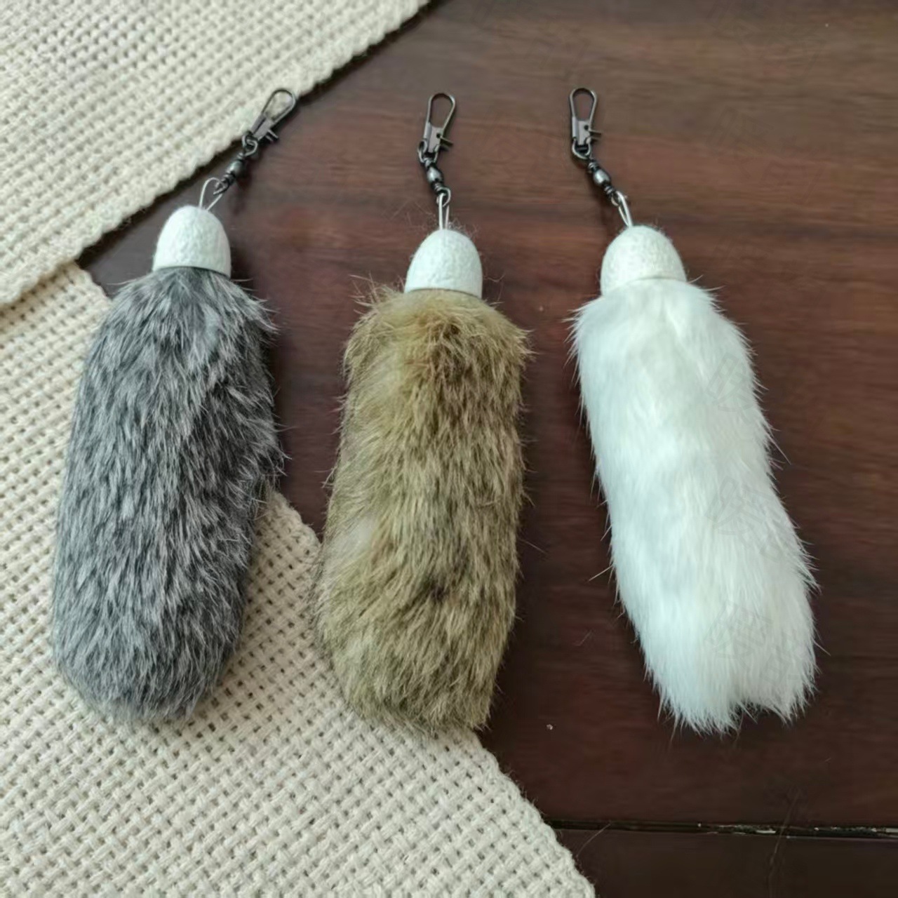 天然兔尾巴宠物猫猫逗猫棒替换头玩具挂饰可爱毛绒挂件猫狗用品